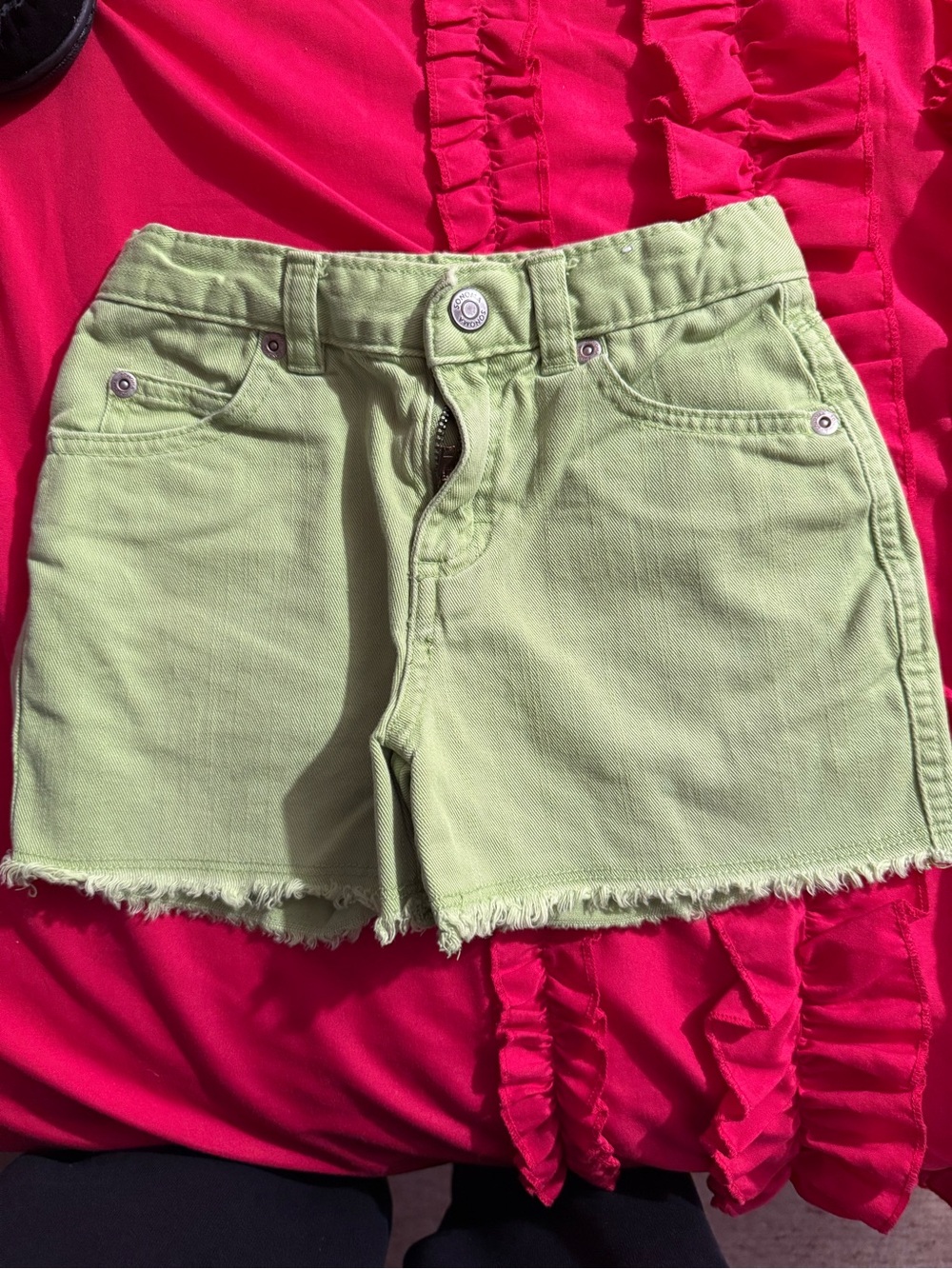 Sonoma Bright Lime Green Frayed Hem Girls' Denim Shorts